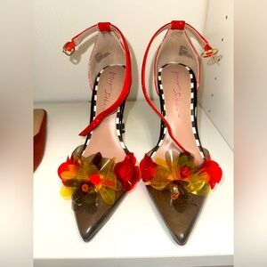 Betsey Johnson Red and Yellow Stiletto Heels